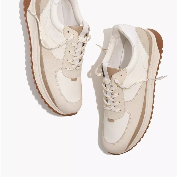 Madewell kickoff trainer sneakers neutral colorblock leather - Picture 1 of 11
